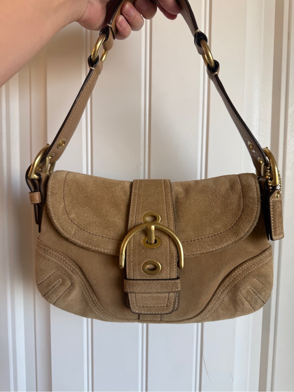 Coach Suede Mini Soho Bag with Gold Hardware